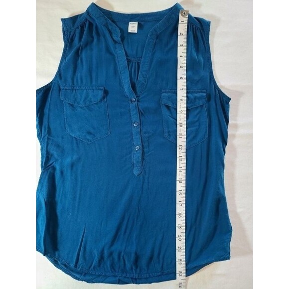 Old Navy Teal Sleeveless V-Neck Tank Top Size S Rayon Button Front Blouse - Picture 6 of 6